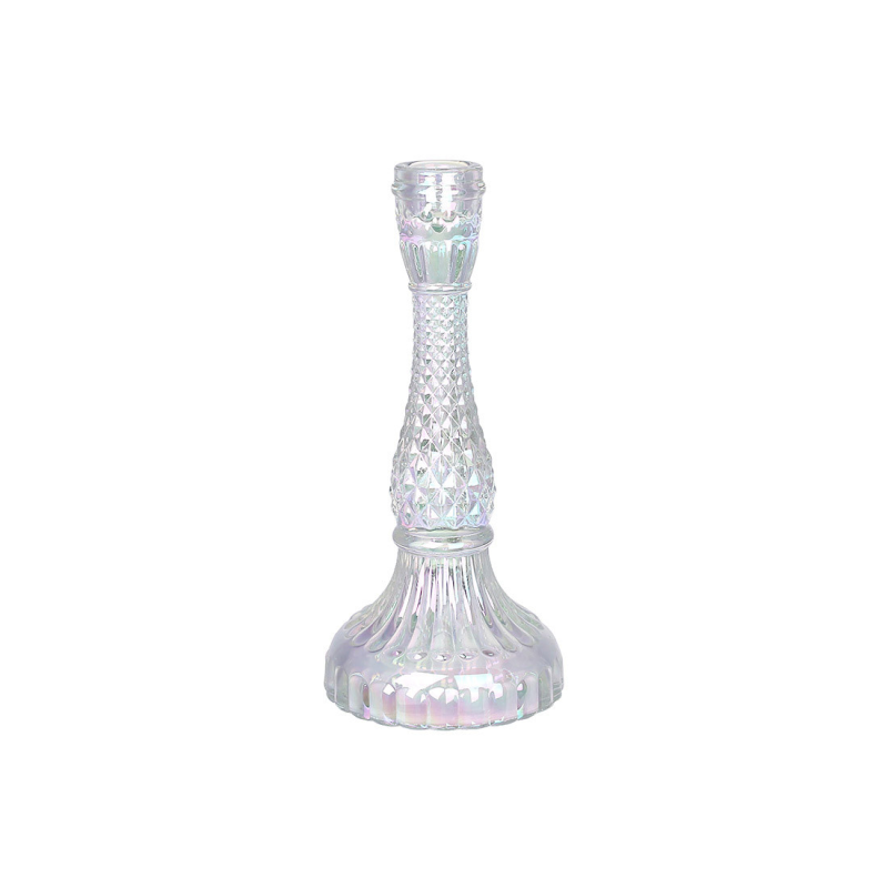 Підсвічник скляний прозорий Crystal (для тонкої свічки), D11*22см, колір — перламутр