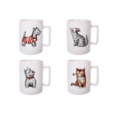 Кухоль (4 шт.) порцеляновий Pets, 4 дизайни, 450 мл