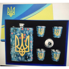 Подарунковий набір Moongrass 6в1 “Ukraine“ з флягою 255мл, чарками, лійкою