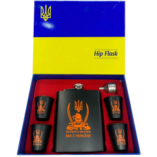 Подарунковий набір 6в1 з флягою, рюмками, лійкою “Доброго вечора Ми з України“
