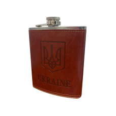 Фляга для алкогольних напоїв з гербом “Україна“ 540 мл в шкіряній палітурці