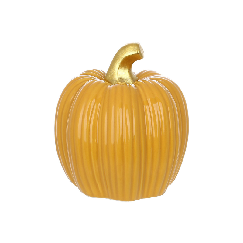 Декоративна фігурка з порцеляни Гарбуз 9*9*10см, колір - гірчичний із золотом