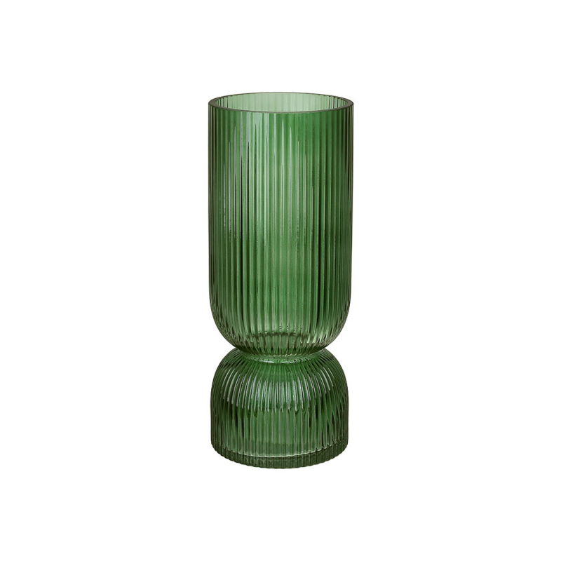 Скляна ваза ребриста Carol D10*25.5см, колір - зелений Скляна ваза ребриста Carol D10*25.5см, колір - зелений