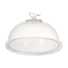 Блюдо з кришкою з прозорого скла D19.3*12см Bird