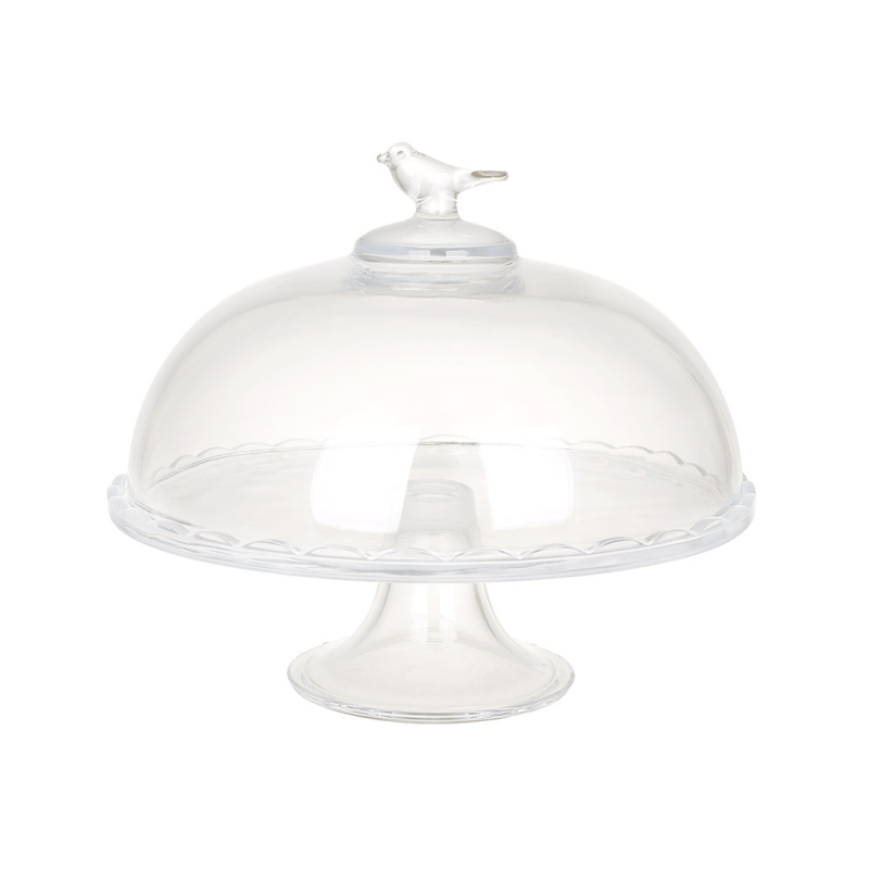 Тортівниця скляна на ніжці з кришкою D29*25 см Bird