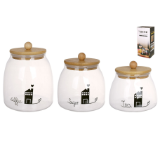 Набір (3шт) скляних банок Tea Sugar Coffee 550/ 750/ 950мл