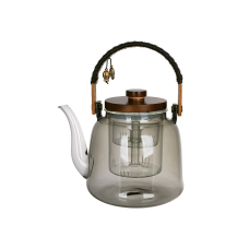 Чайник заварювальний скляний з дерев“яною кришкою 1200мл Smokey Grey
