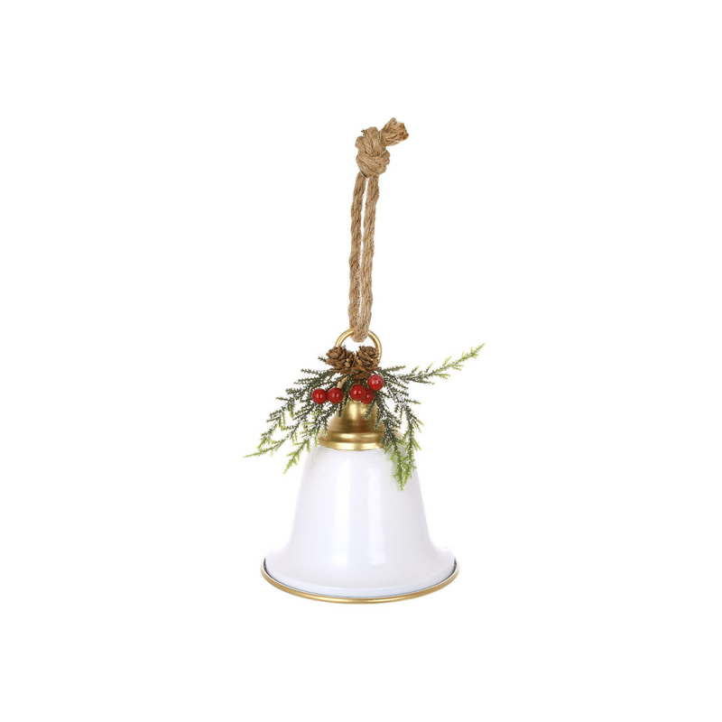 Металева підвіска Christmas bell з декором із хвої D15*18см, колір - білий Металева підвіска Christmas bell з декором із хвої D15*18см, колір - білий