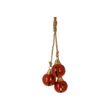 Металеві кулі ( D7.5*10см ) на підвісі Christmas bells 47см, колір - червоний