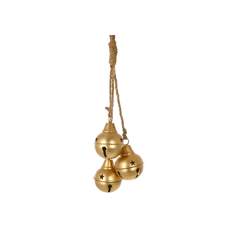 Металеві кулі ( D7.5*10см ) на підвісі Christmas bells 47см, колір - матове золото Металеві кулі ( D7.5*10см ) на підвісі Christmas bells 47см, колір - матове золото
