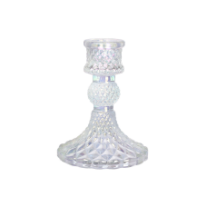 Свічник (12шт) скляний прозорий Crystal (для тонкої свічки), D9.5*10см, колір - перламутр