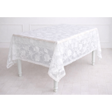Скатертина з мереживною окантовкою Floral Veil 150*180см, колір - молочний білий