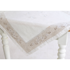 Скатертина лляна з вишивкою 90*90см Linen Harmony