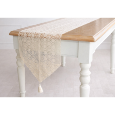 Ранер бавовняний в“язане мереживо 30*180см Boho Crochet, колір - натуральний беж