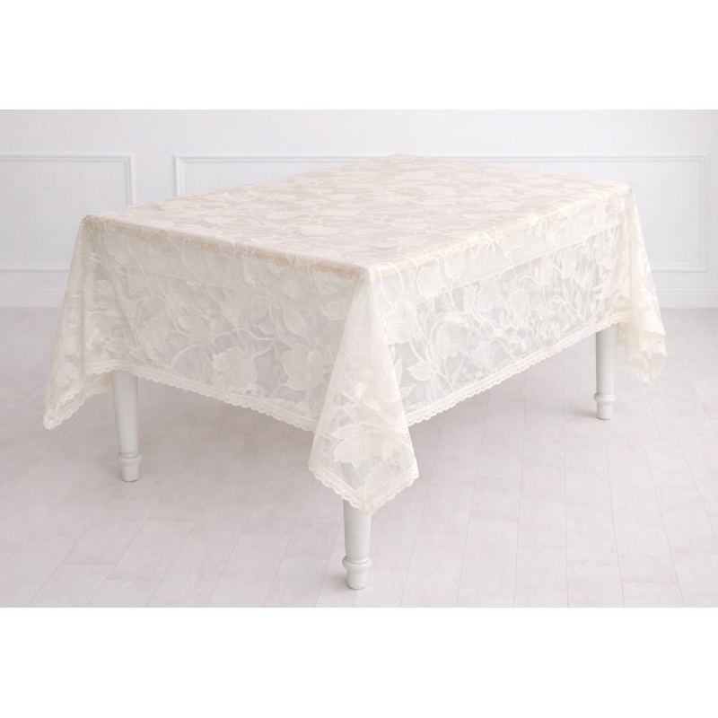 Скатертина з мереживною окантовкою Floral Veil 150*220см, колір - айворі Скатертина з мереживною окантовкою Floral Veil 150*220см, колір - айворі