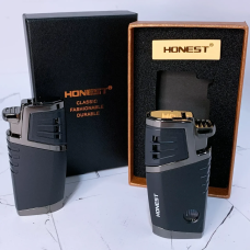Газова запальничка HONEST для сигар (подвійне турбо-полум’я, пробійник) Black