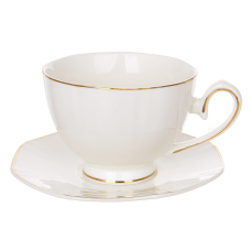 Чайний порцеляновий набір Silk White, 6 чашок 200 мл, 6 блюдець