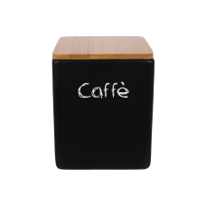 Банка керамічна 10*10*13см Caffe чорна з бамбуковою кришкою