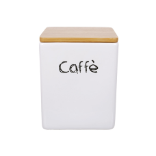 Банка керамічна 10*10*13см Caffe сіра з бамбуковою кришкою