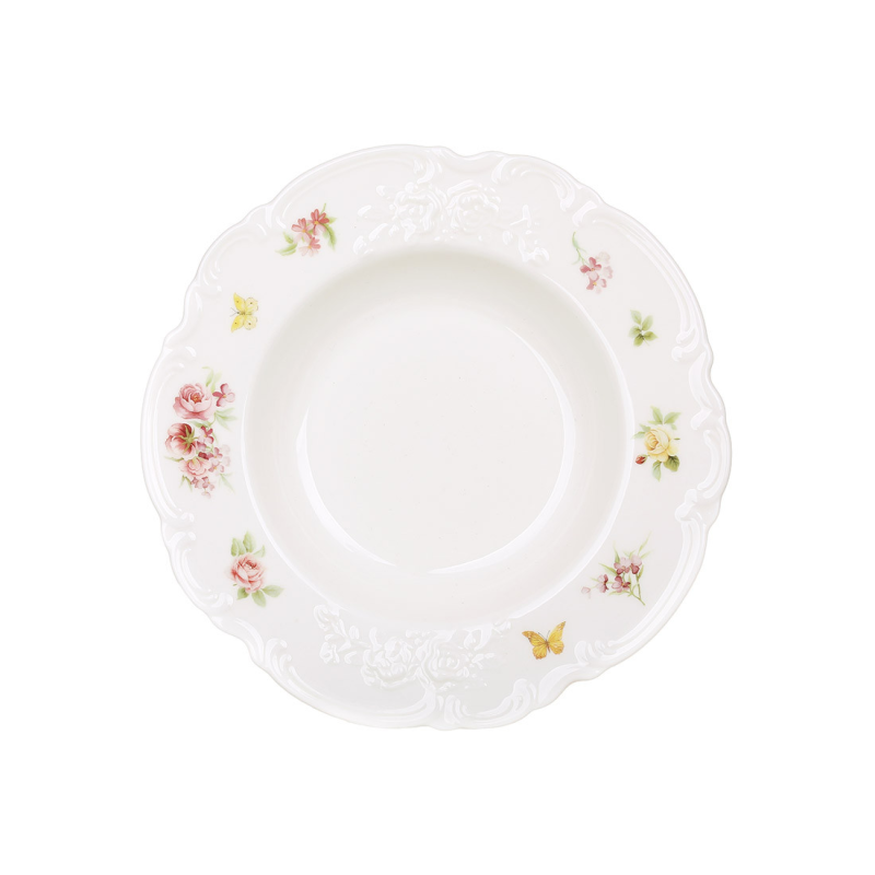 Тарілка (4 шт) супова порцелянова D22.5*3.7см Chateau Roses Collection Тарілка (4 шт) супова порцелянова D22.5*3.7см Chateau Roses Collection