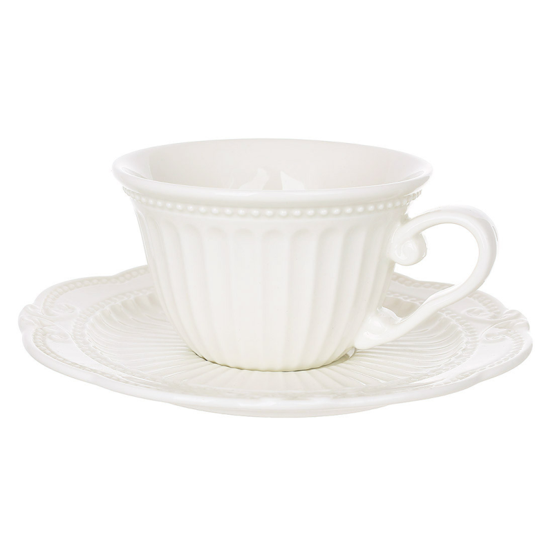Набір порцеляновий чашка з блюдцем 220мл, колекція Elegance White