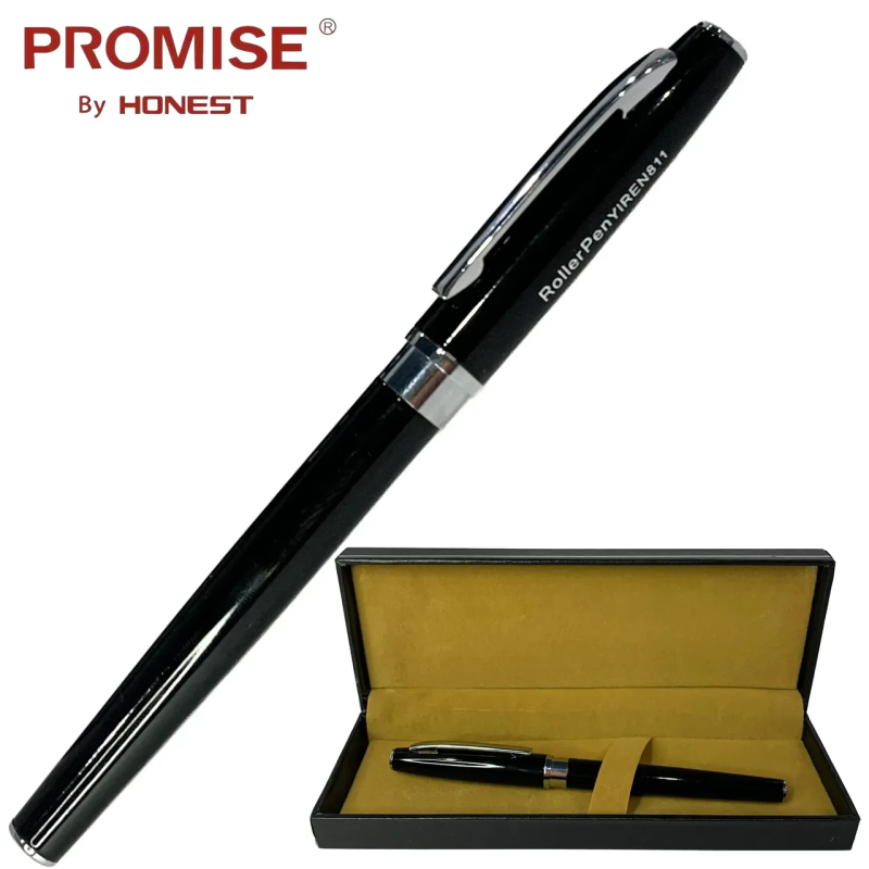 Подарункова ручка Promise у футлярі (чорна з сріблястим декором)